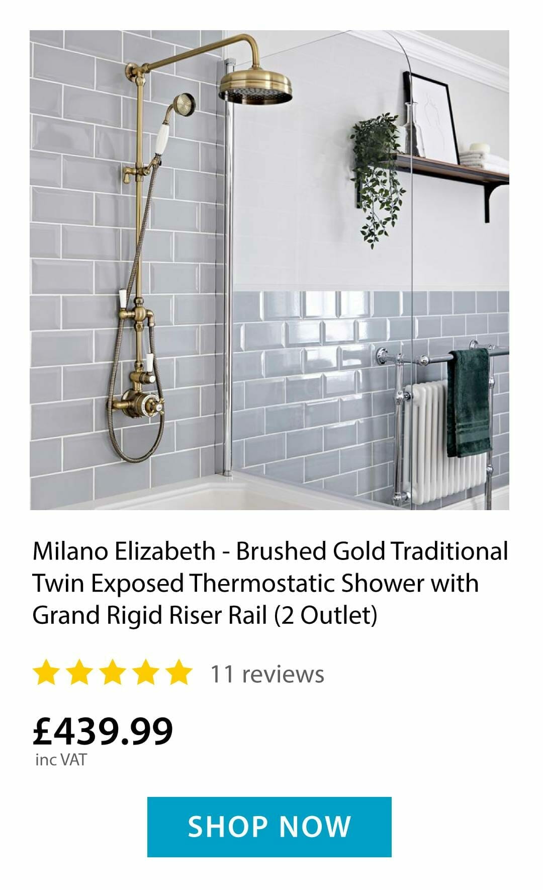 Elizabeth gold thermostatic shower 